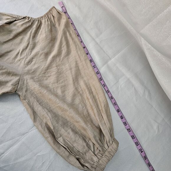 &MERCI NWT Balloon Bubble Sleeve Blouse Sz Large Griege Living It Up Msrp $66 - Picture 5 of 6